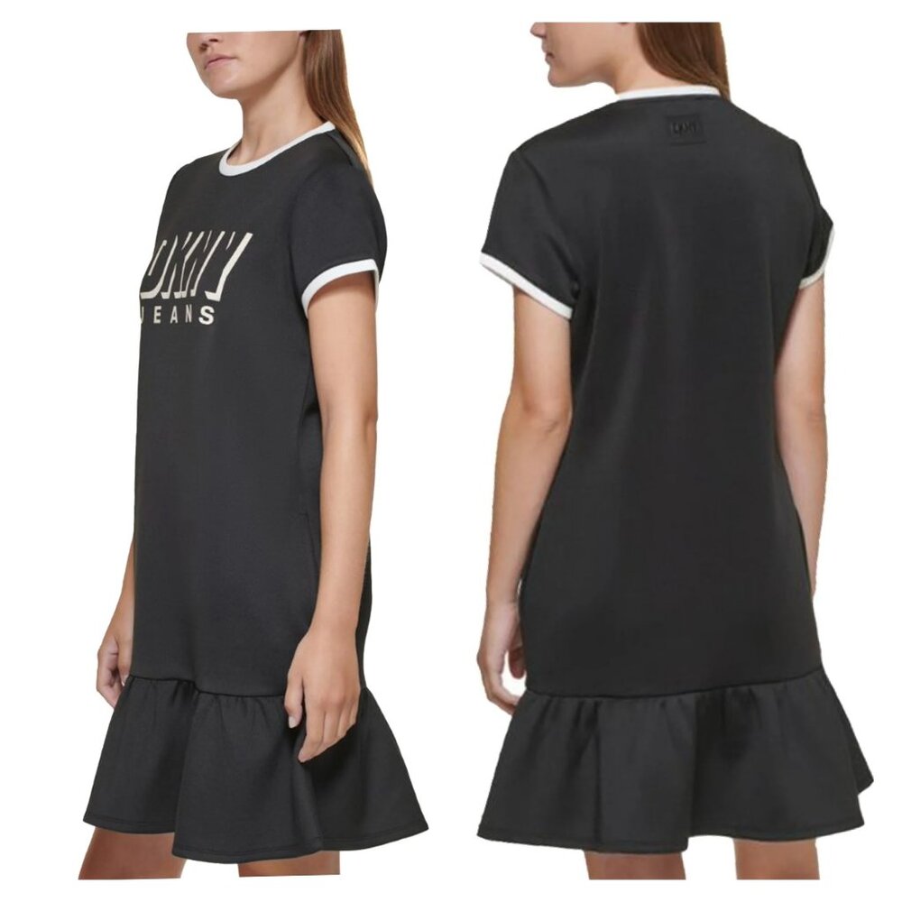 DKNY Black Drop-Waist Dress Size Large